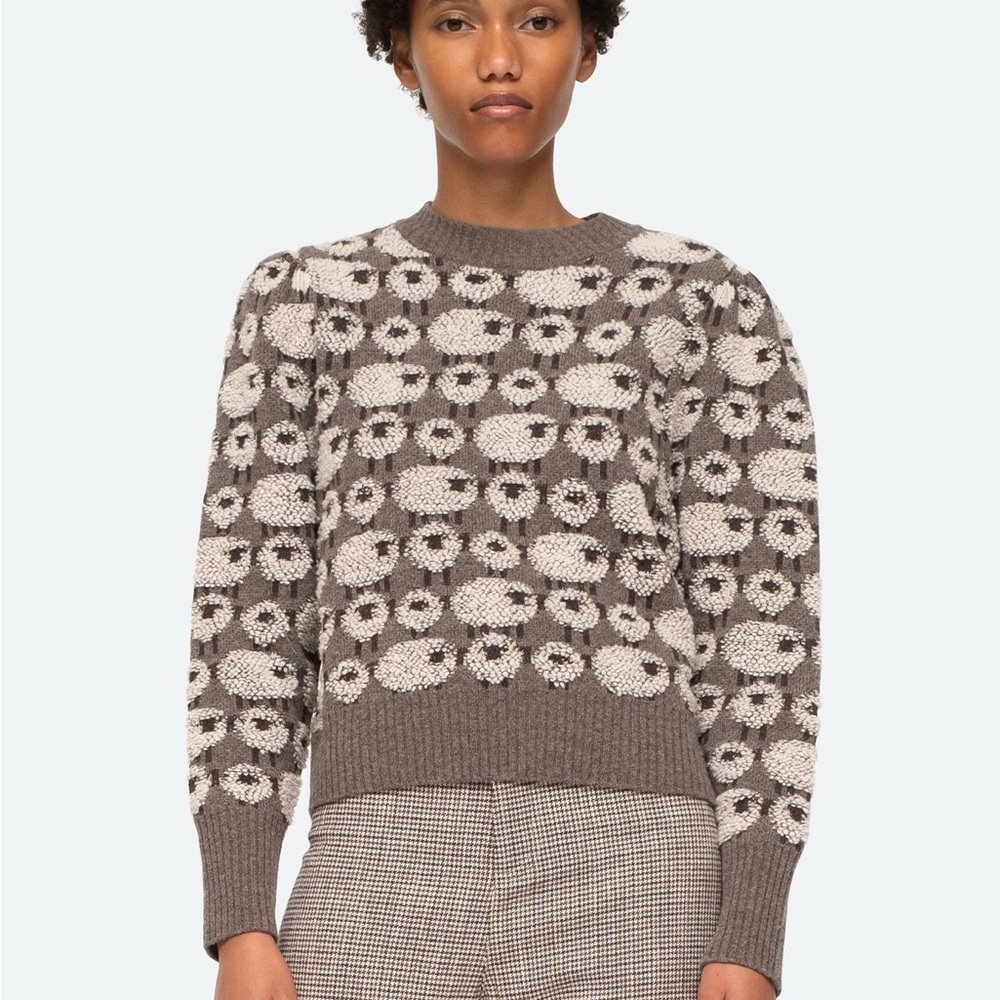 Sea New York Brown and Cream Floral Sweater